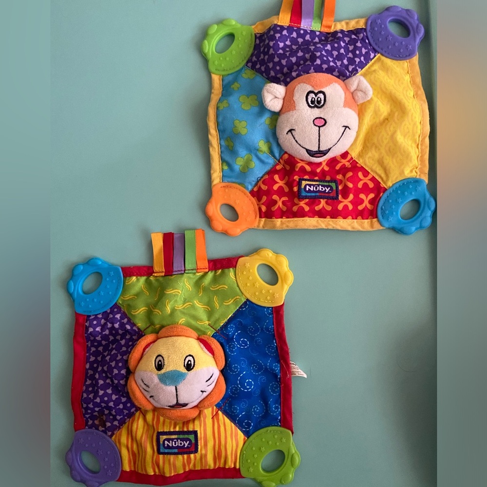 2 Nuby Teething Blankie and Teether Toys Unisex
